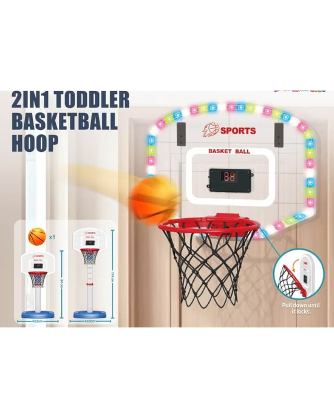 2-in-1 Toddler Basketball Hoop Set