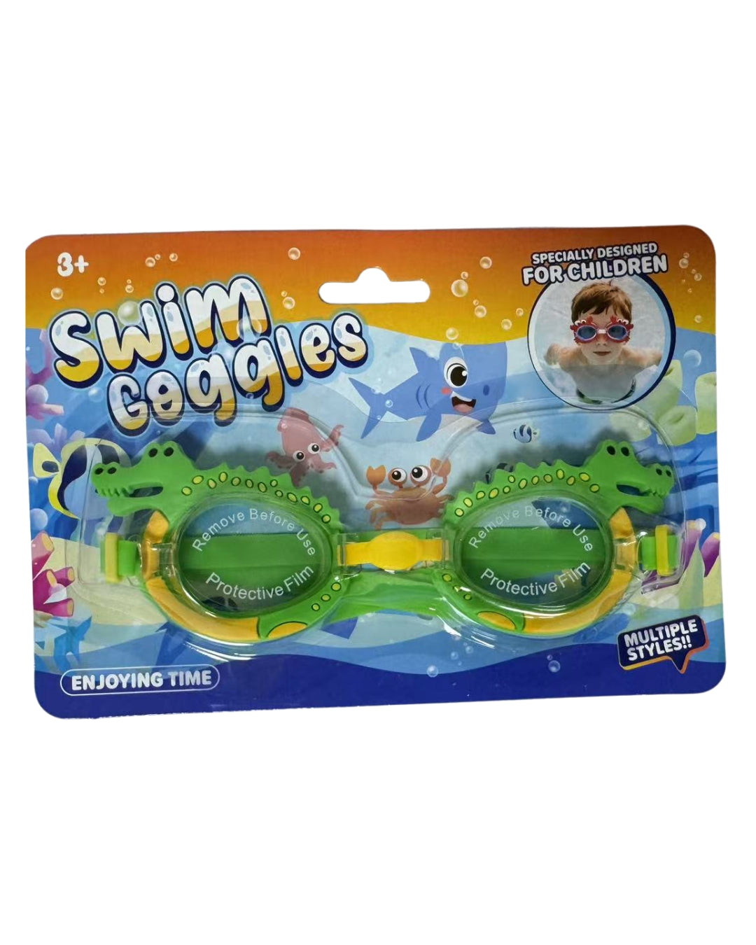 Green Crocodile Kids Swim Goggles