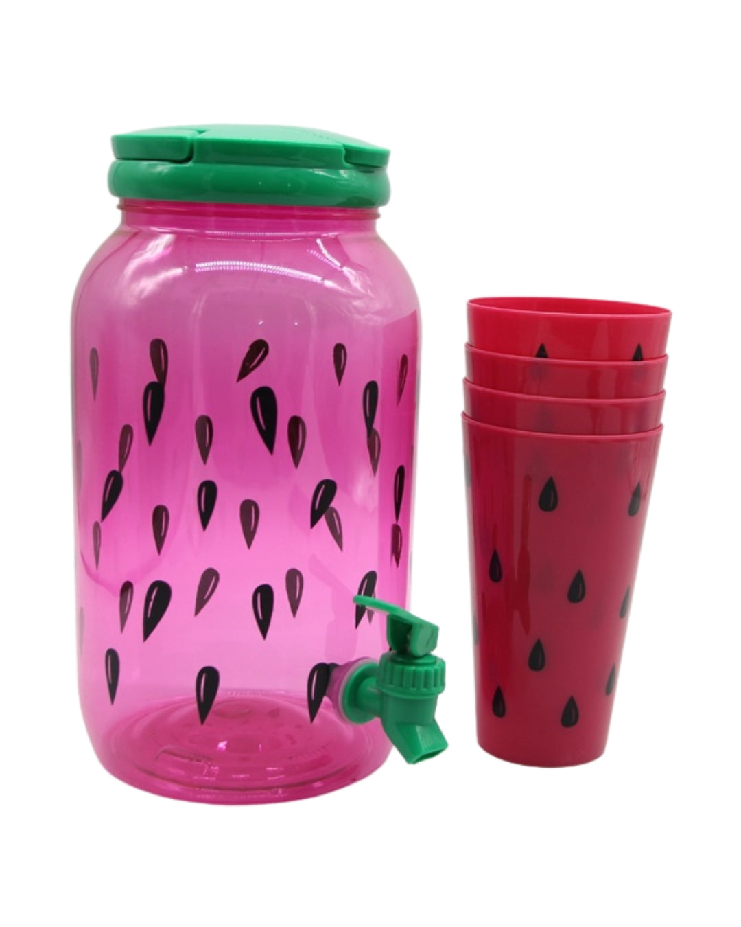 Watermelon 4-Cup Drink Dispenser Set