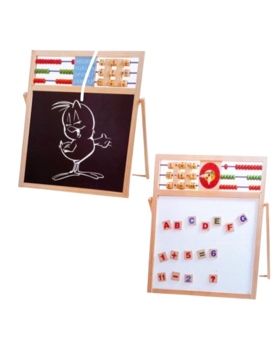 2-in-1 Wooden Easel Board with Abacus – 45cm