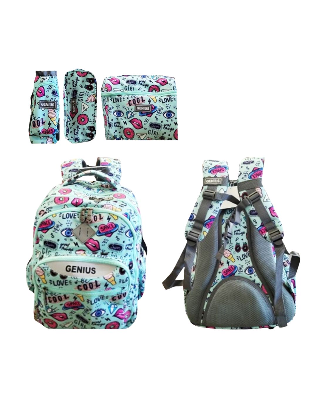 Genius 16" Pop Art Doodle School Bag Set