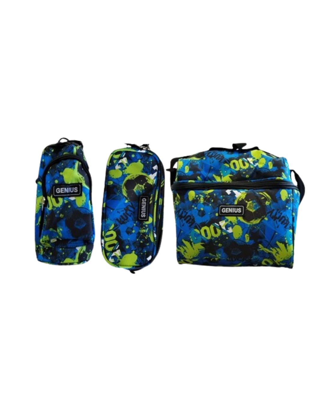 Genius 16" Blue & Green School Bag Set