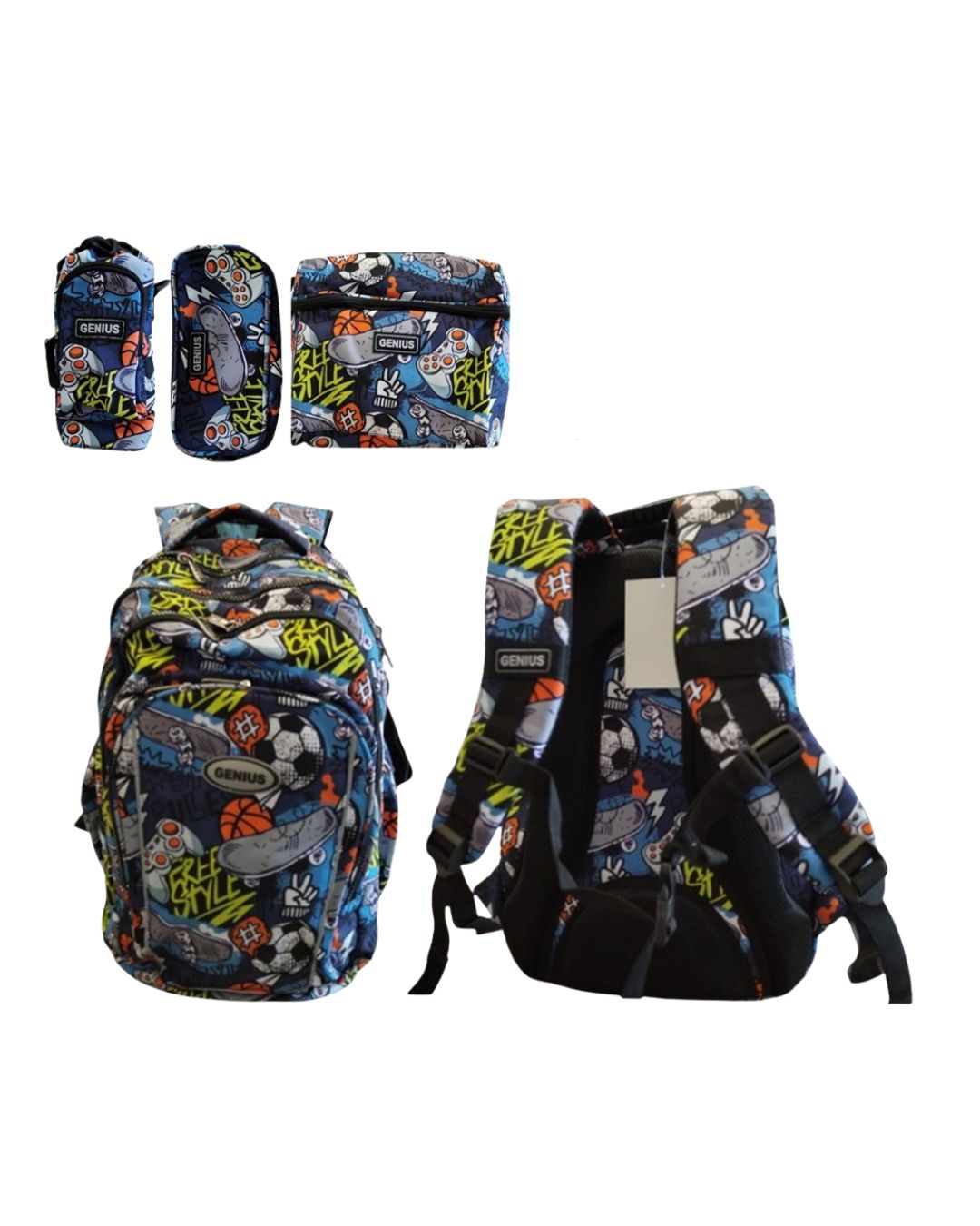 Genius 16" Sports Graphic School Bag Set