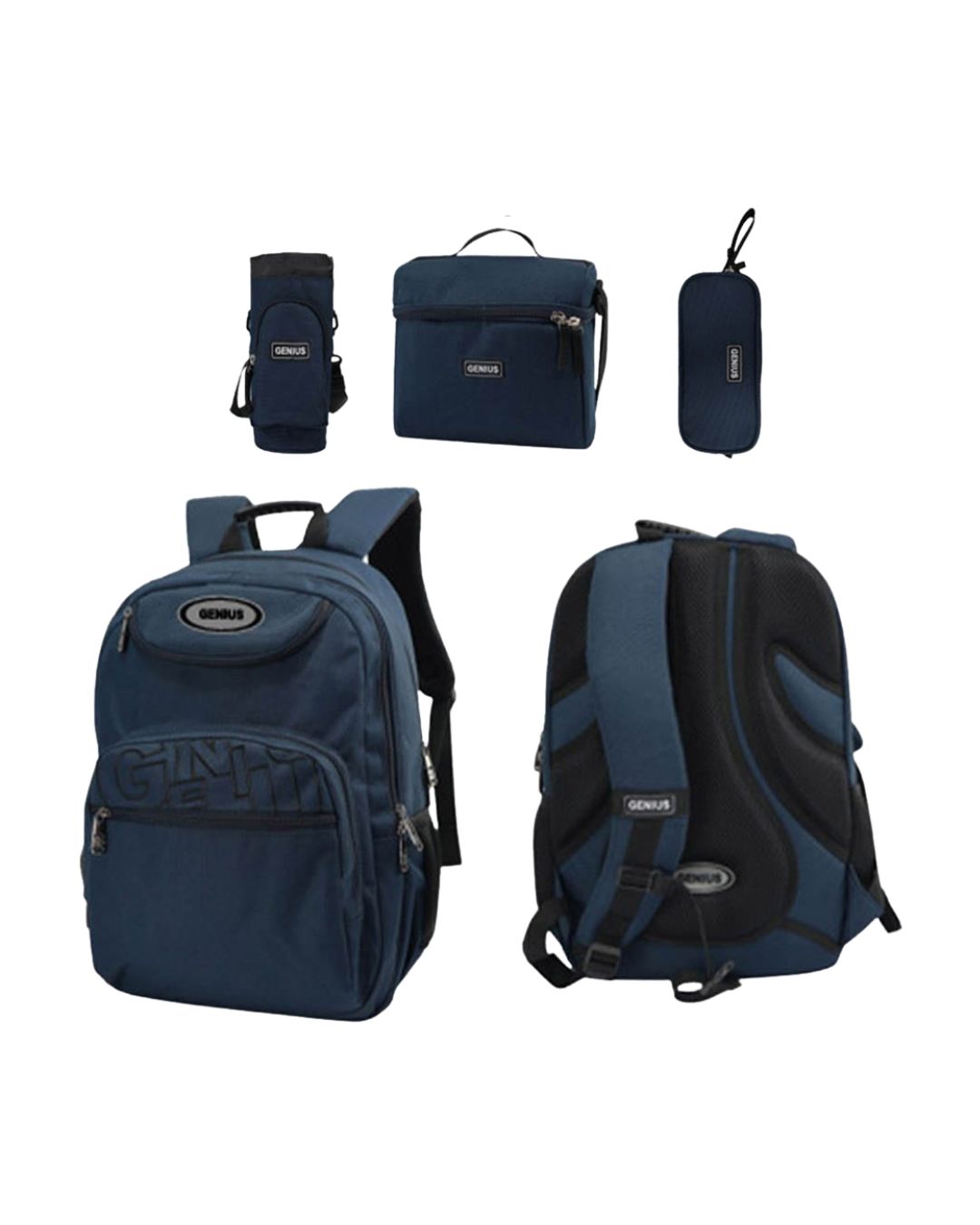 Genius 17" Navy Blue School Bag Set