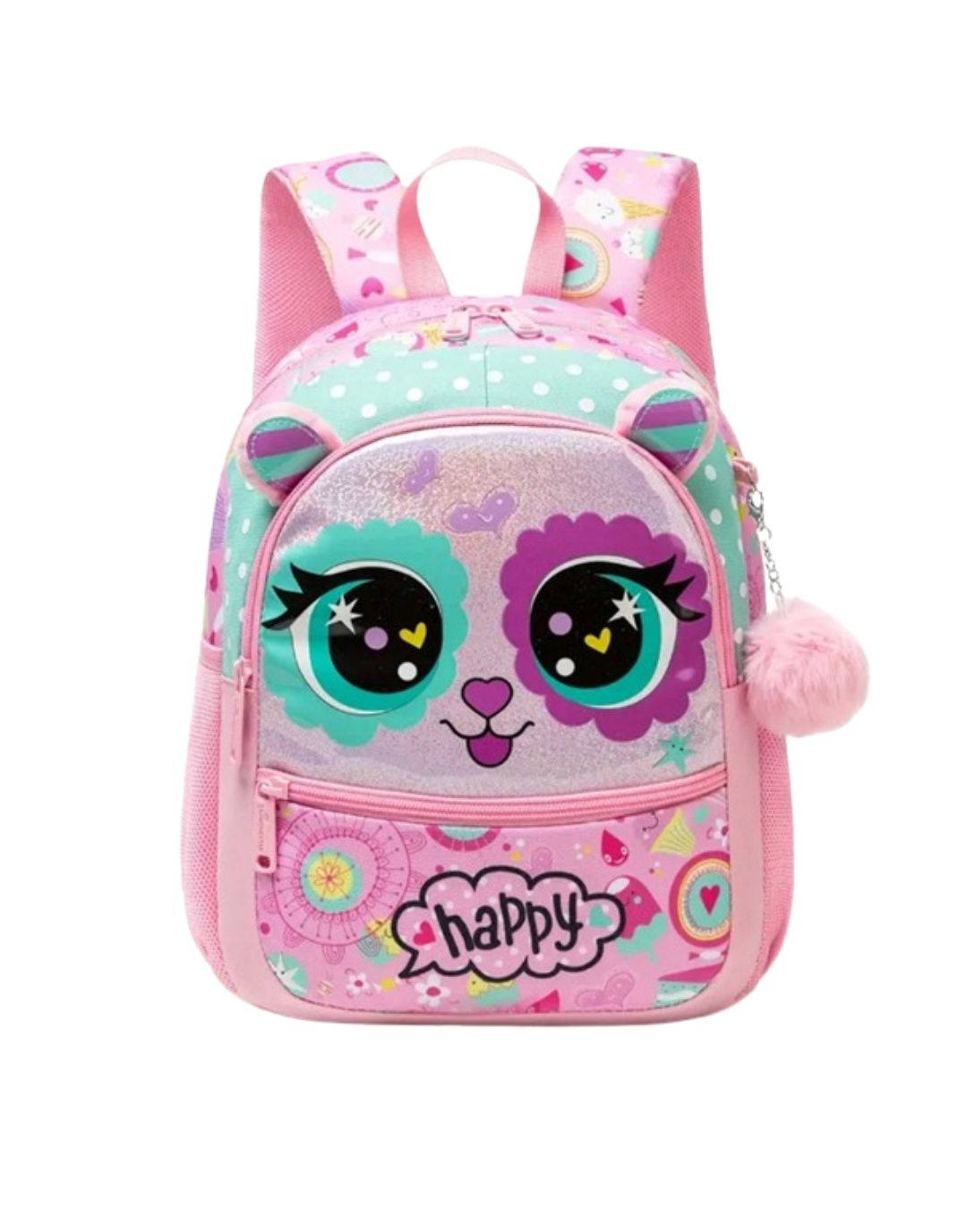 Happy Cat Sparkly Pink School Backpack