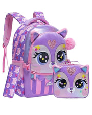 Purple Cat Backpack Set