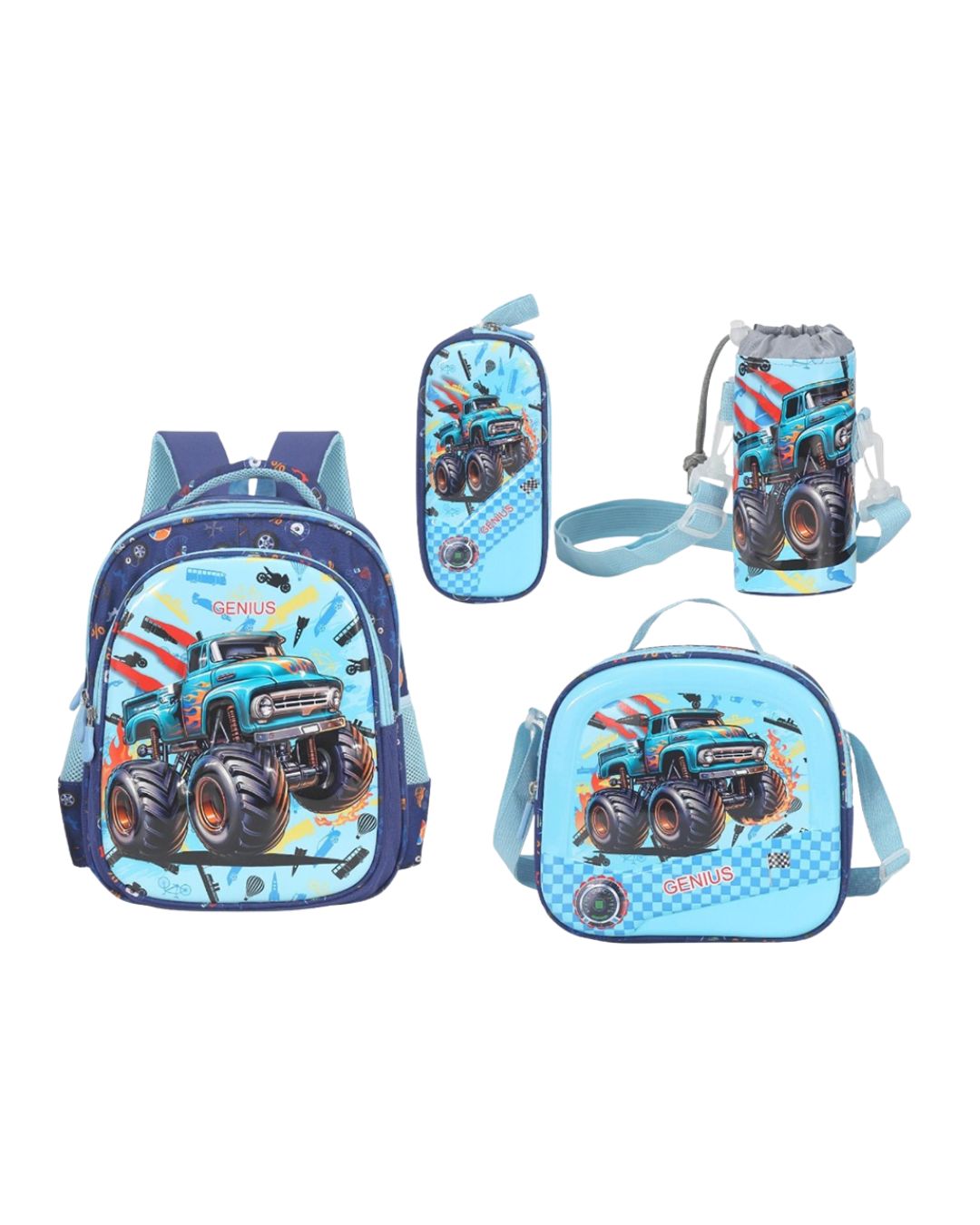 Monster Truck 12-Inch 3-Piece School Bag Set