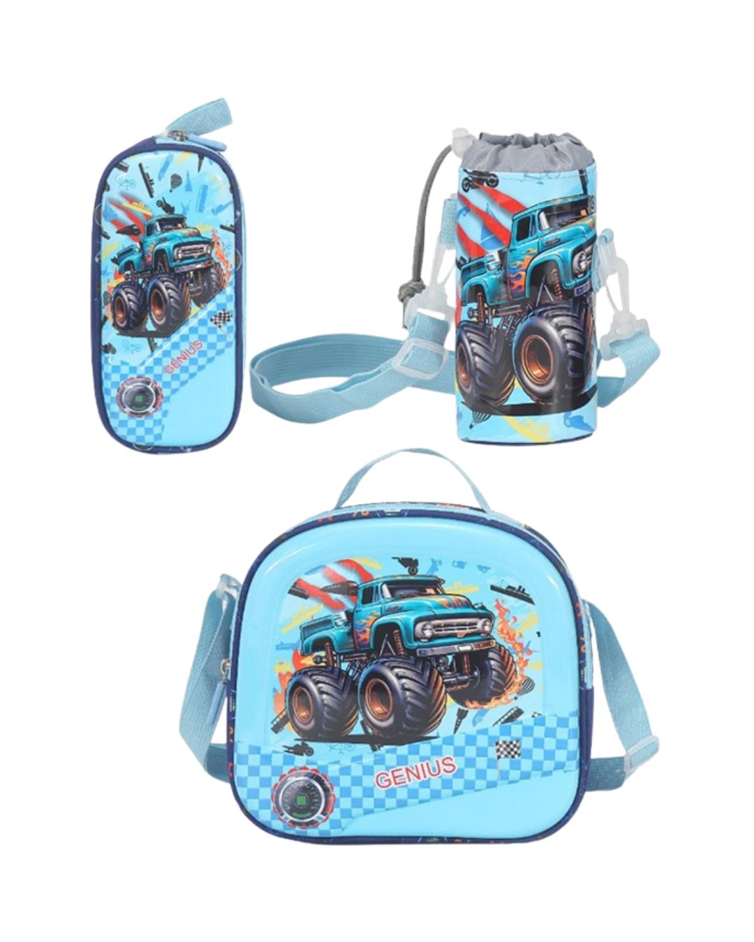Monster Truck 12-Inch 3-Piece School Bag Set