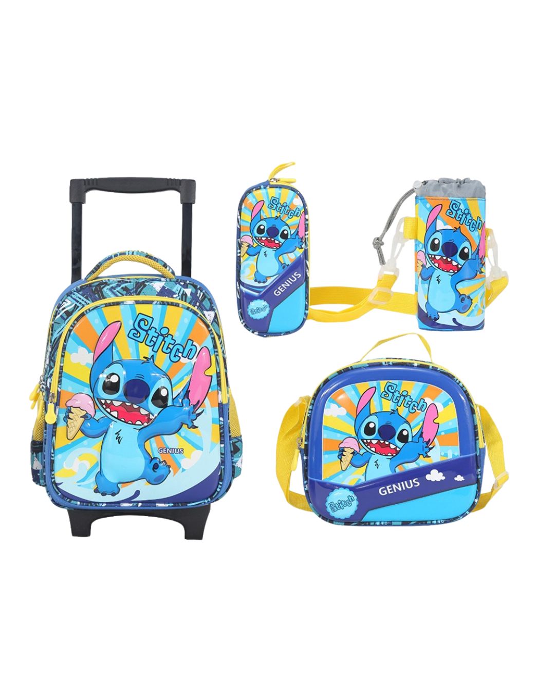 Genius 3D Stitch Kids Trolley Bag Set