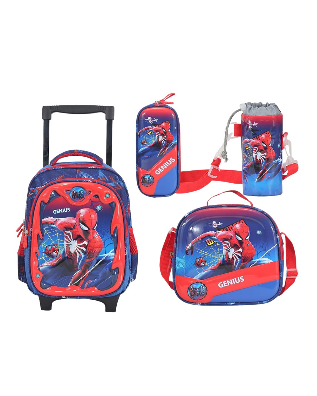 Genius Spiderman 12-Inch 3D Trolley Bag Set