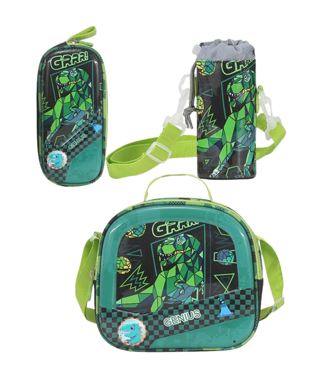 Genius 12-Inch Dinosaur 3D Trolley Bag Set