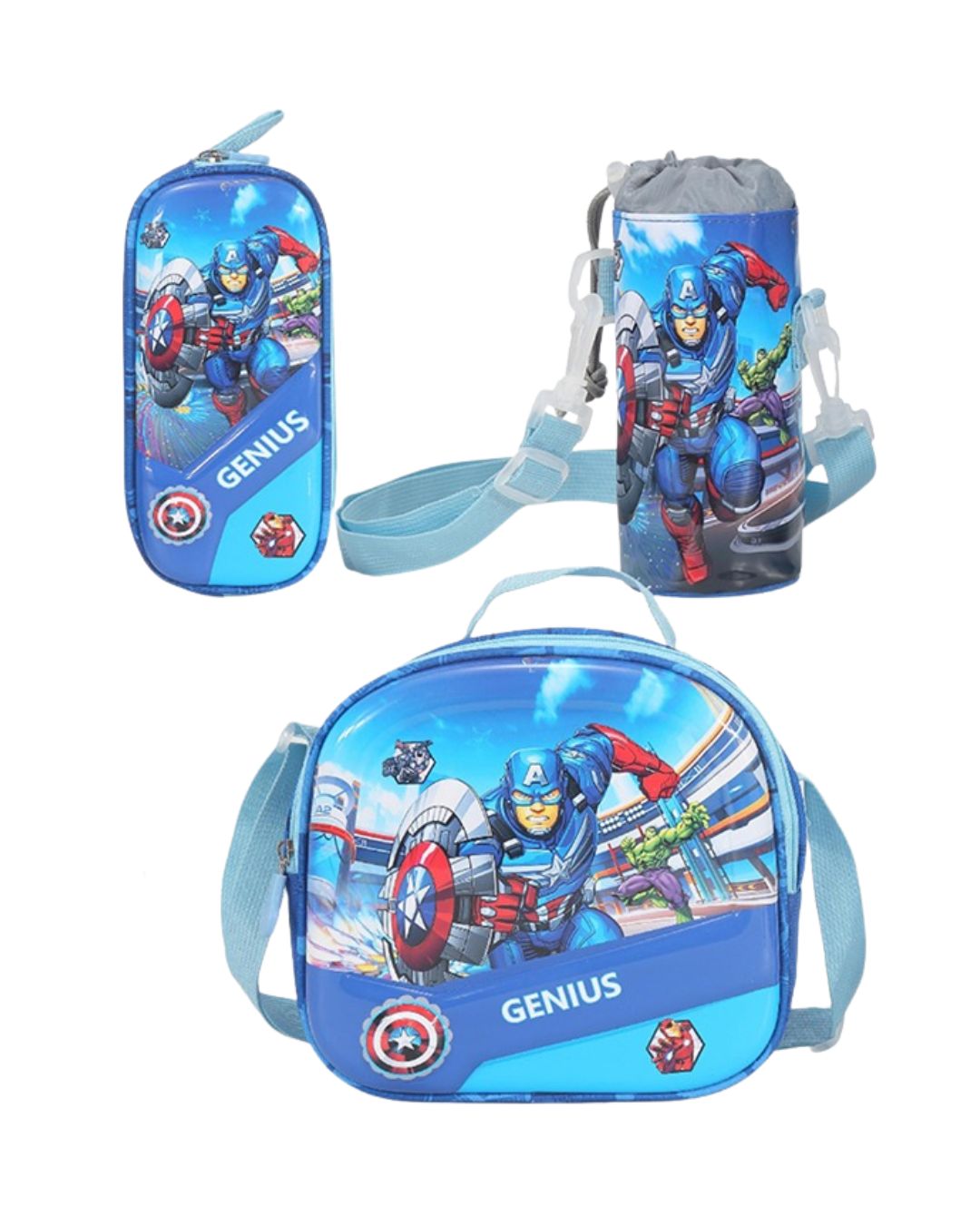 Genius 3D Avengers Kids Trolley Bag Set