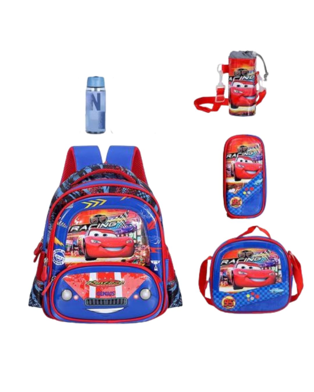 Genius Lightning McQueen 3D 5-Piece School Bag Set