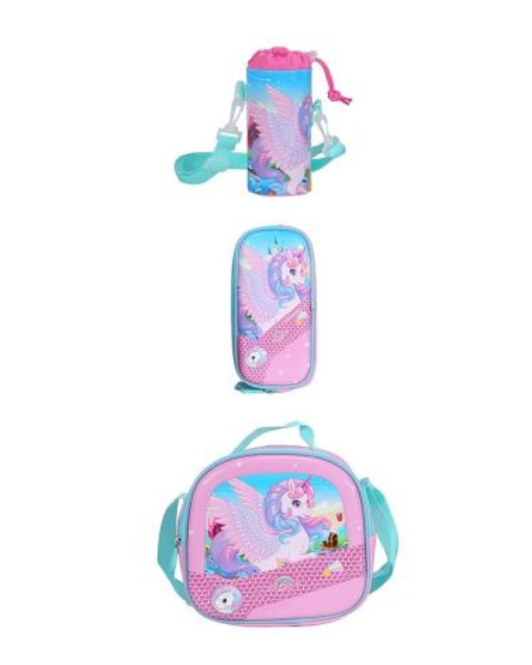 Genius 14-Inch Unicorn Trolley School Bag Set