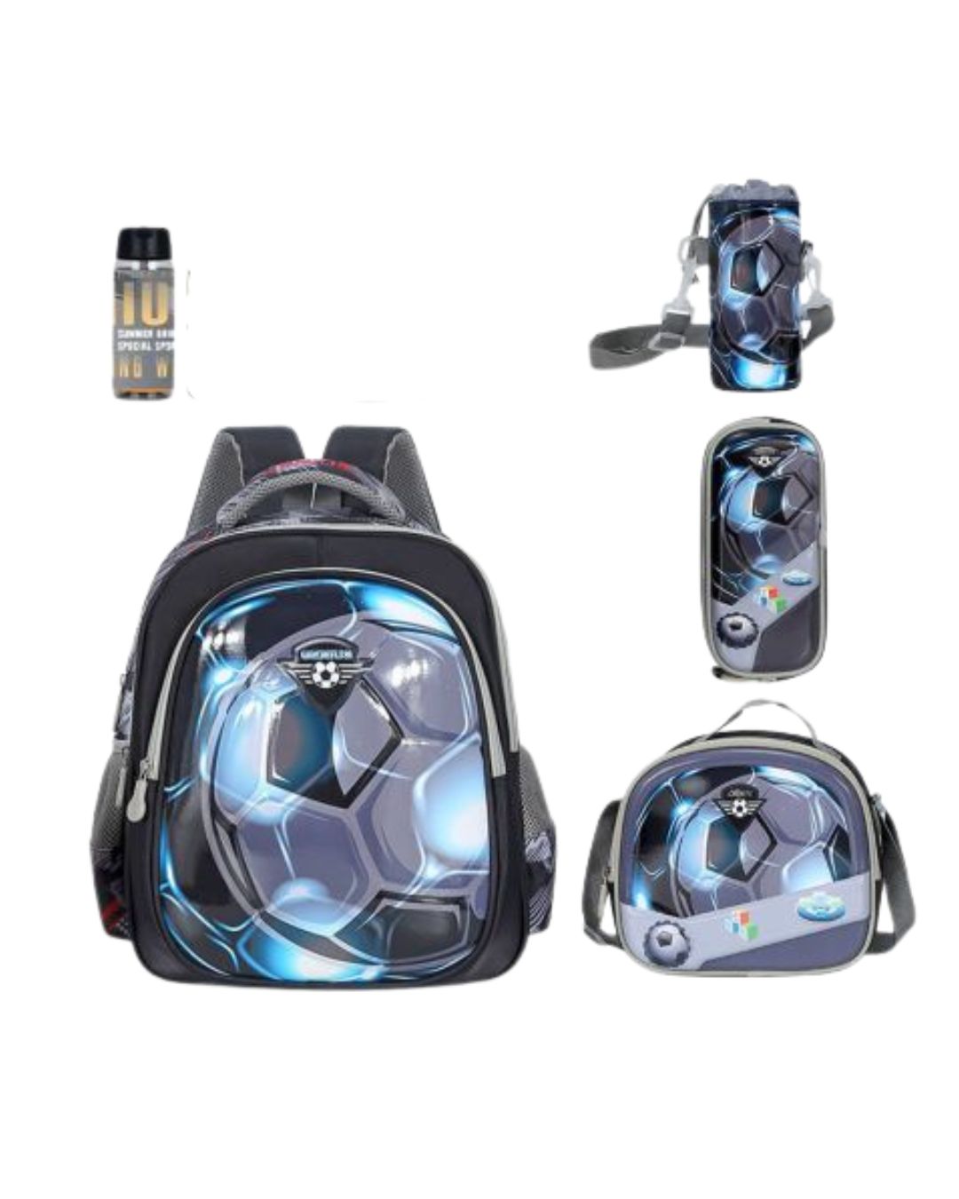Genius 3D Soccer 5-Piece School Bag Set