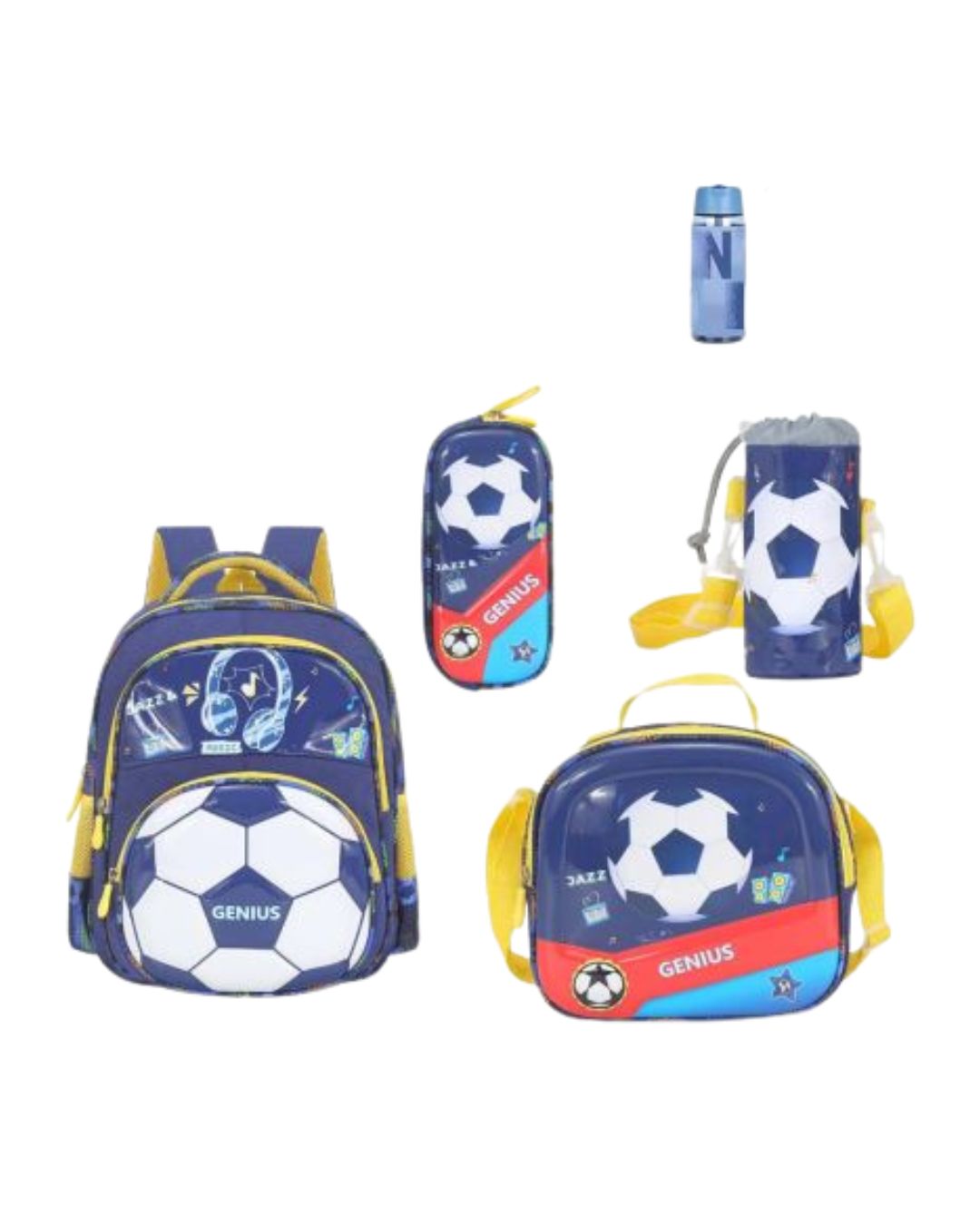 Genius 5-Piece 3D Soccer Backpack Set