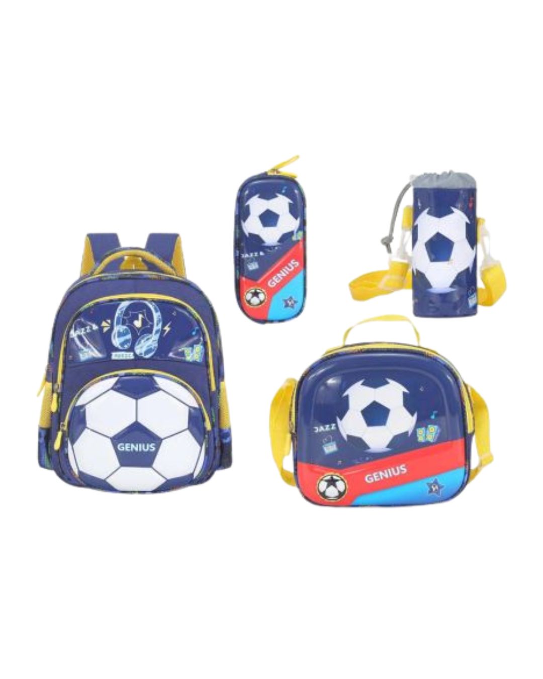 Genius 5-Piece 3D Soccer Backpack Set