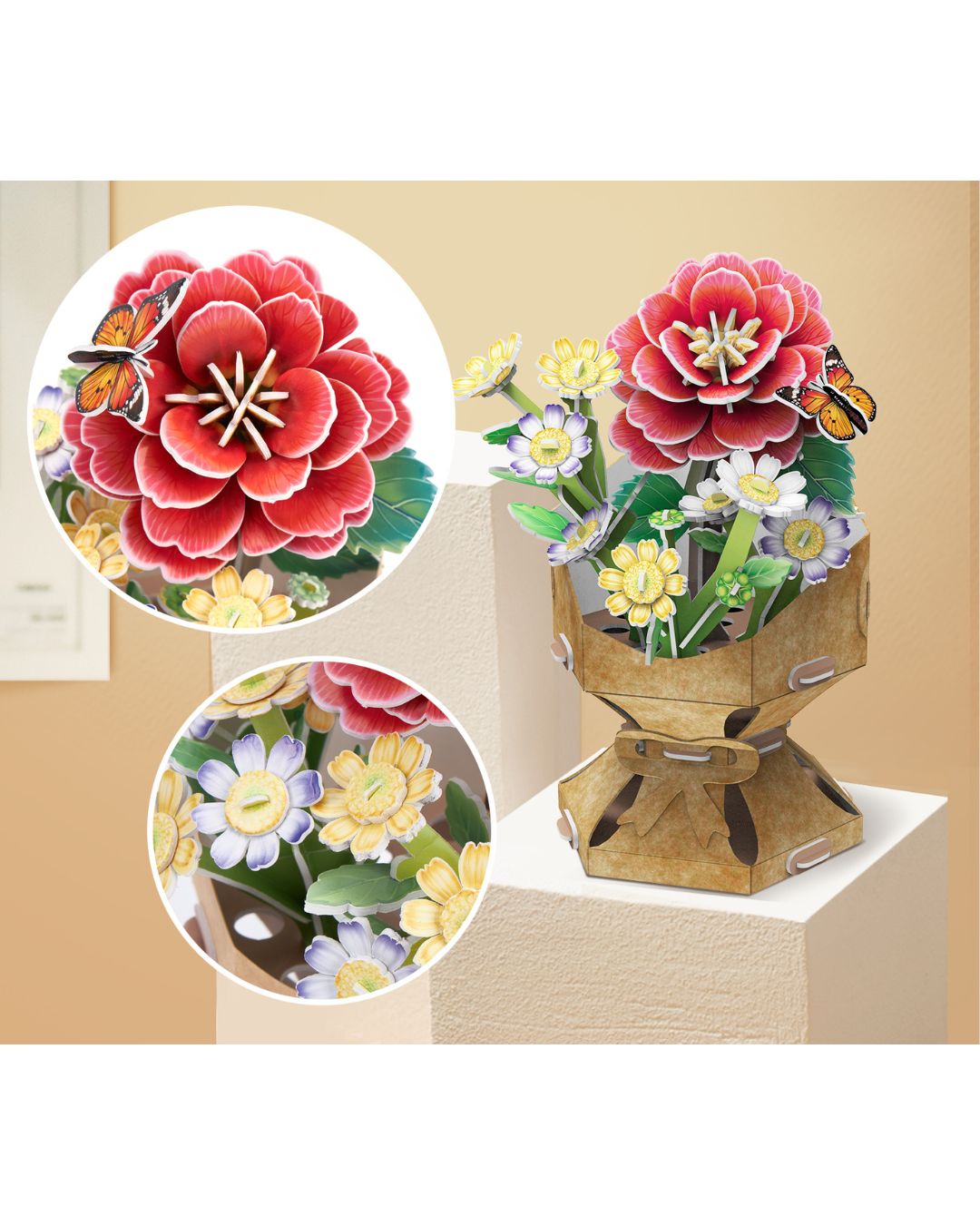 CubicFun 3D Flower Bouquet Camellia Puzzle – 109 Pieces