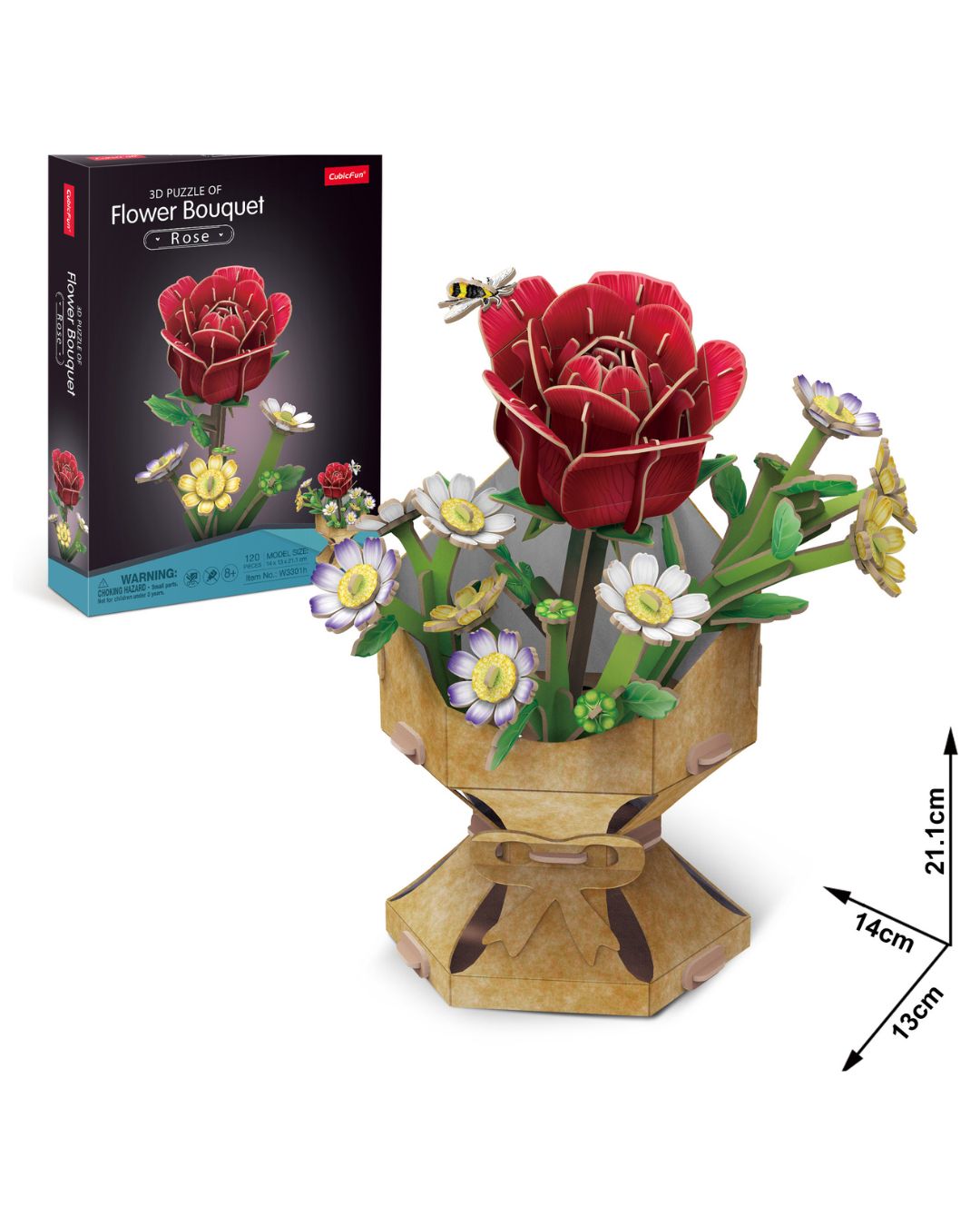 CubicFun 3D Flower Bouquet Rose Puzzle – 120 Pieces