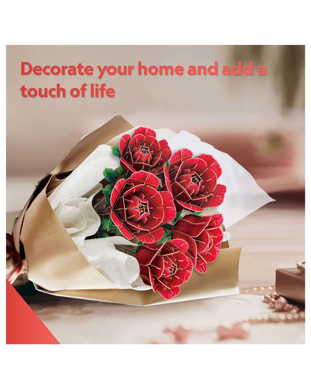 CubicFun 3D Rose Flower Bouquet Puzzle – 265 Pieces