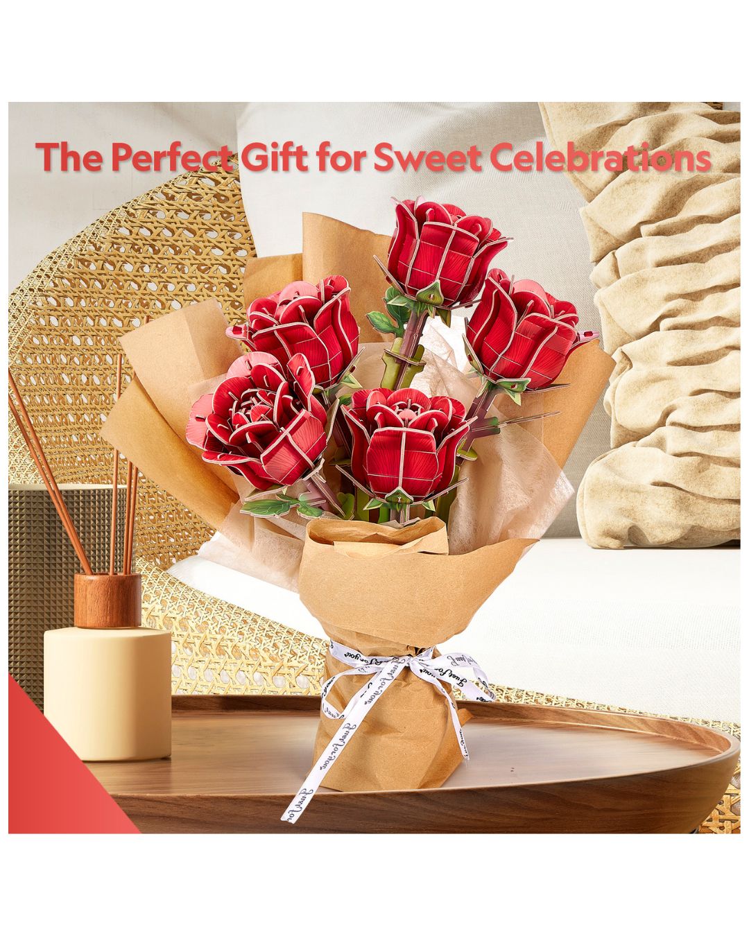CubicFun 3D Rose Flower Bouquet Puzzle – 265 Pieces
