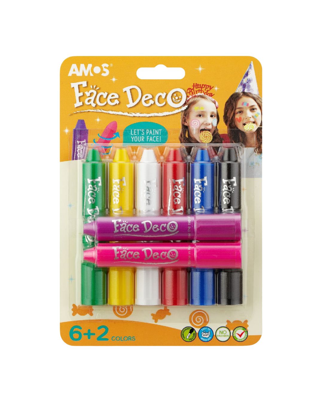 AMOS Face Deco Crayons – 8 Colors