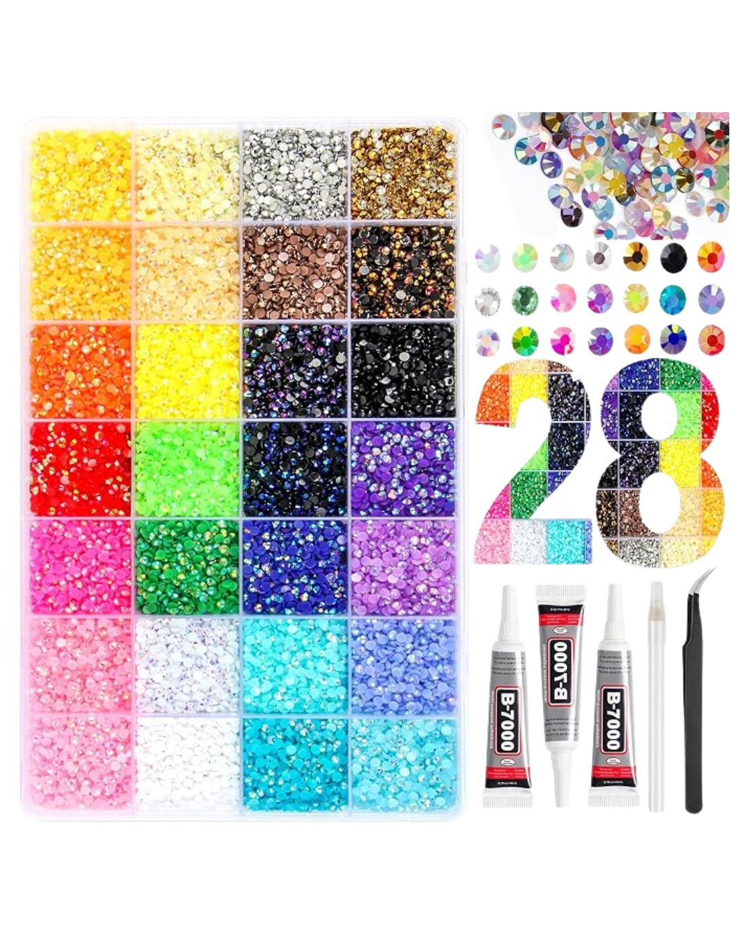 28-Color Jelly Resin Rhinestone Bedazzling Craft Kit