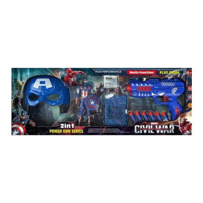 Marvel Civil War Captain America 2 in 1 Power Gun Series