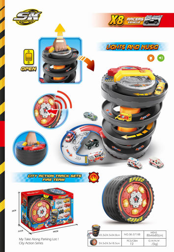 Picture of Parking Lot Fire Theme. Deformation Storage Tire