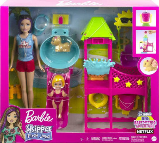 Picture of Barbie Skipper Doll And Waterpark Playset With Working Water Slide And Accessories First Jobs