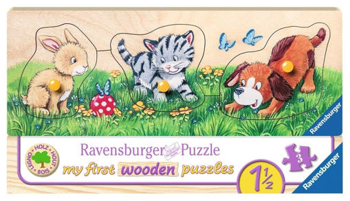 Picture of Ravensburger My First Wooden Puzzle Cute Baby Animals (3 Pieces)
