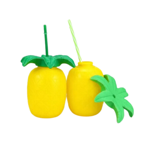 Picture of Yellow Pineapple Cup With Straw